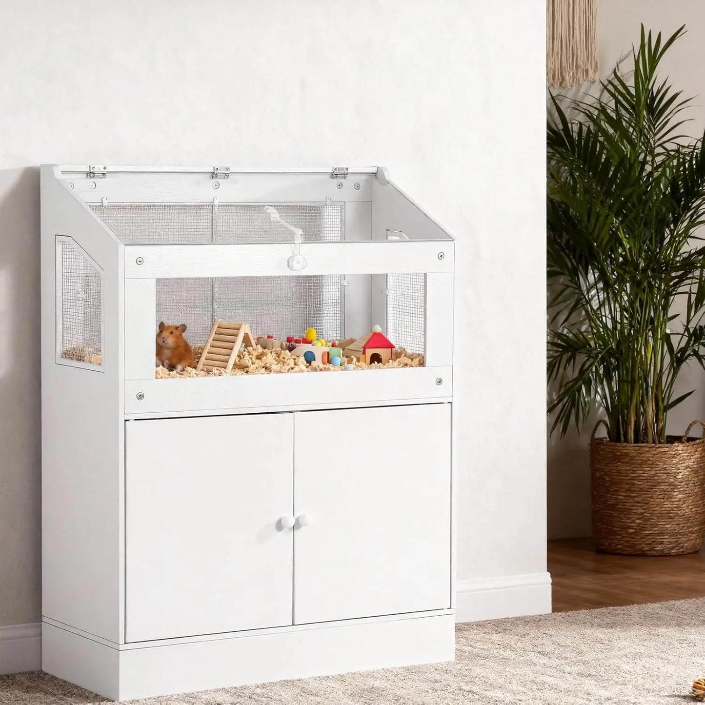 HiMISS Large Acrylic Hamster Cage With Storage Cabinet