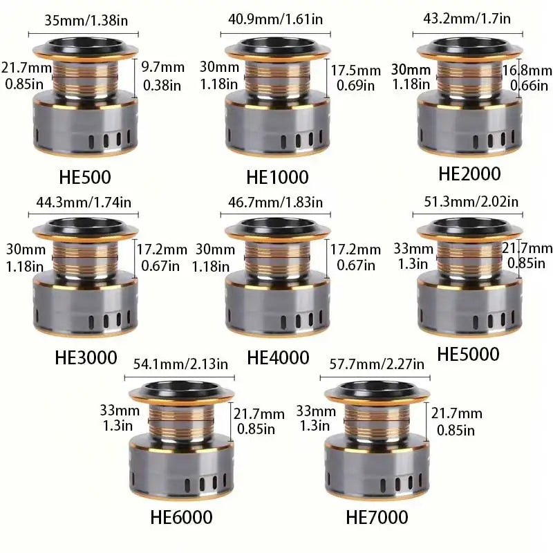 HE1000-7000 Series Two-Hand Rotating Fishing Reel Aluminum Alloy