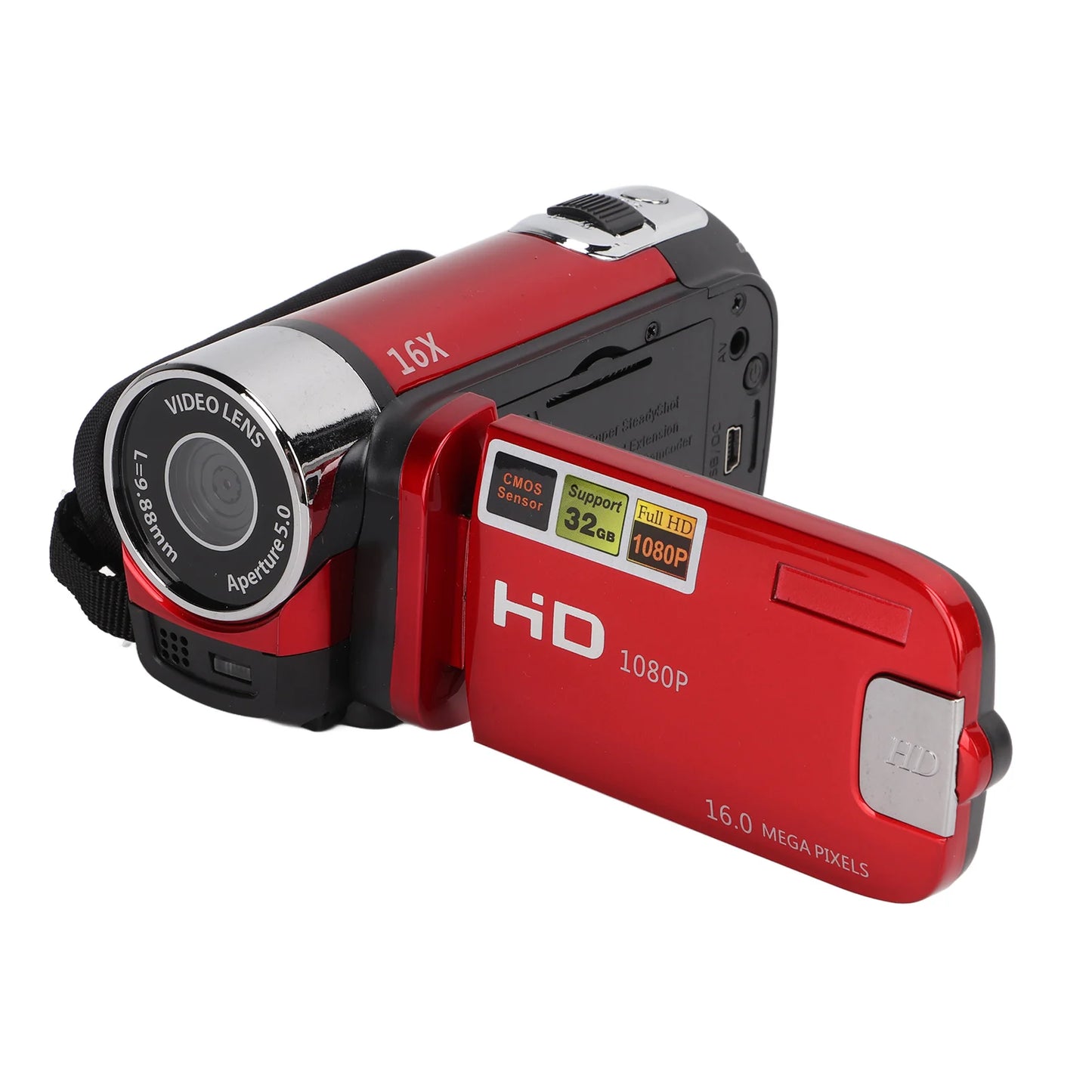 Arealer Video Camera Camcorder 16MP 270 Degree Rotation 1080P