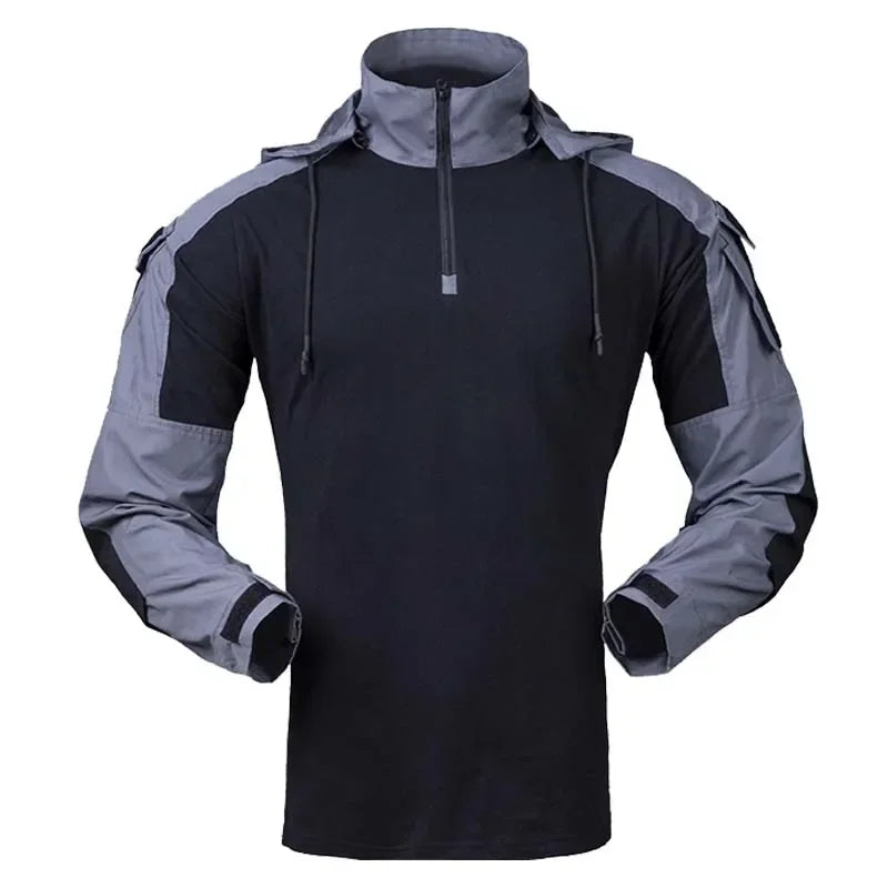 AUKUPKEECN Outdoor Camo Tactical Hooded Shirt for Men