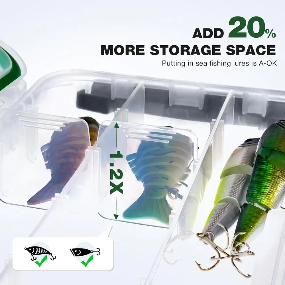 Waterproof Tackle Box Organizer With 3 Removable Dividers For Lures