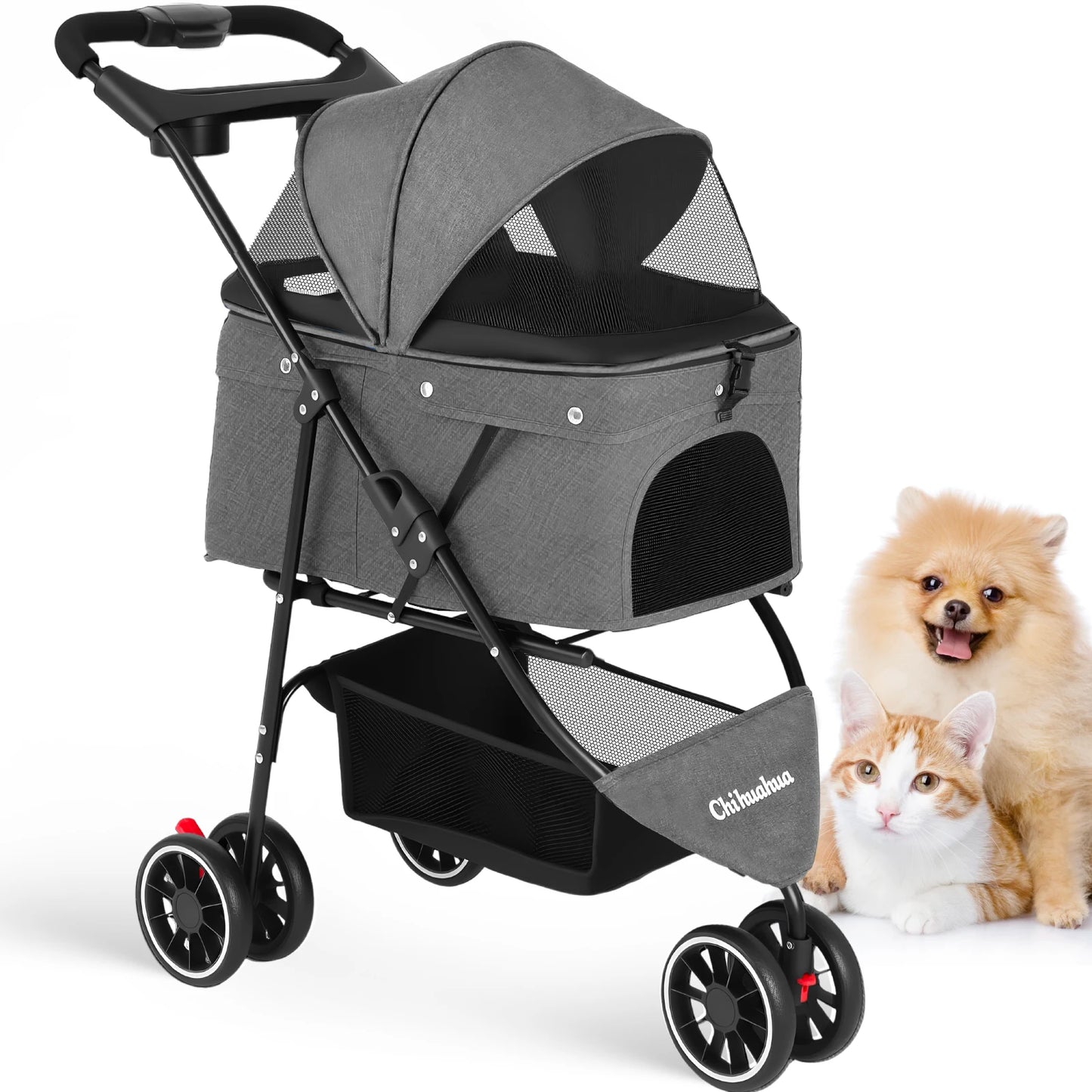 Chihuahua Pet Stroller for Dogs and Cats Portable Foldable Carrier
