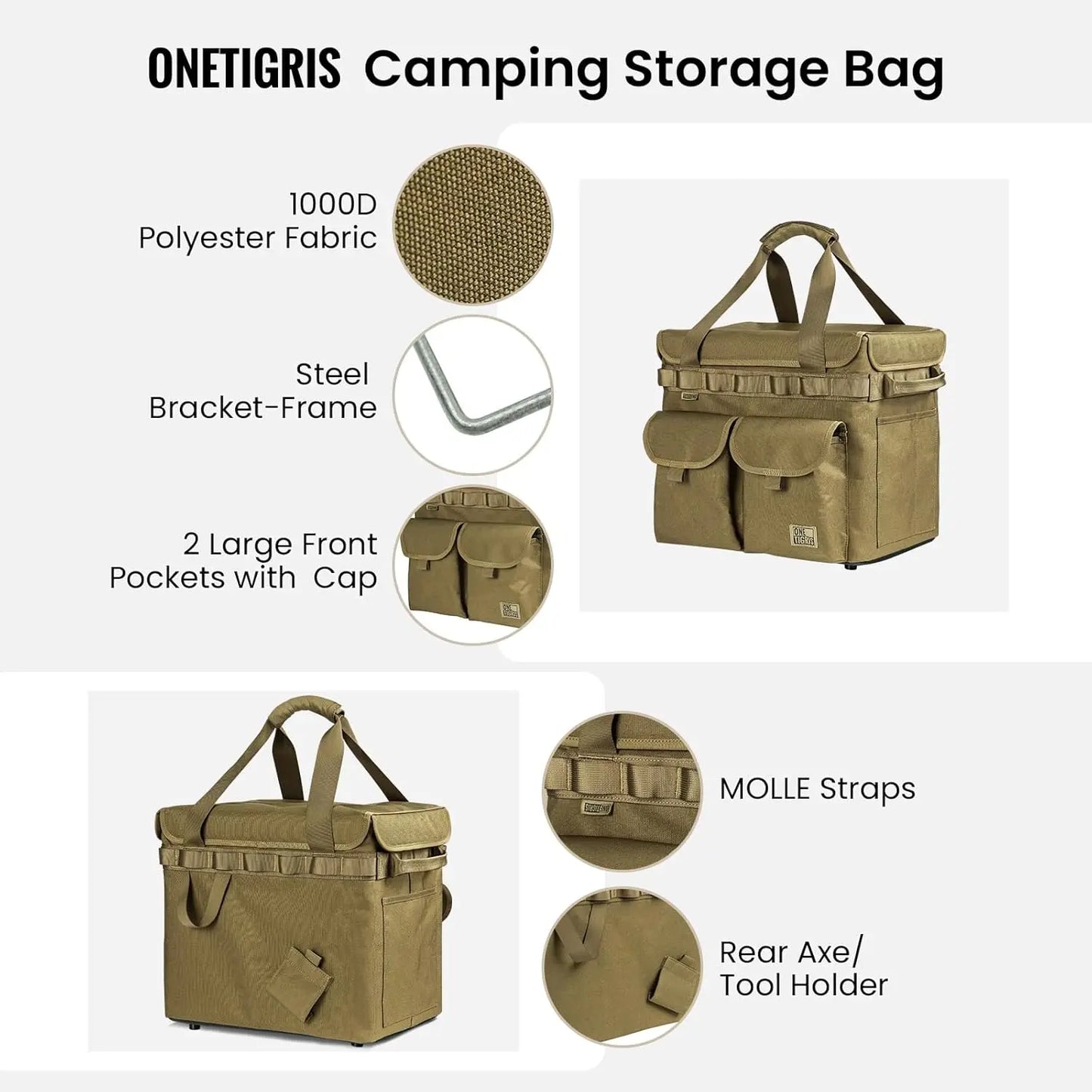 Collapsible 25L Camping Storage Tote Bag With Lid For Outdoors