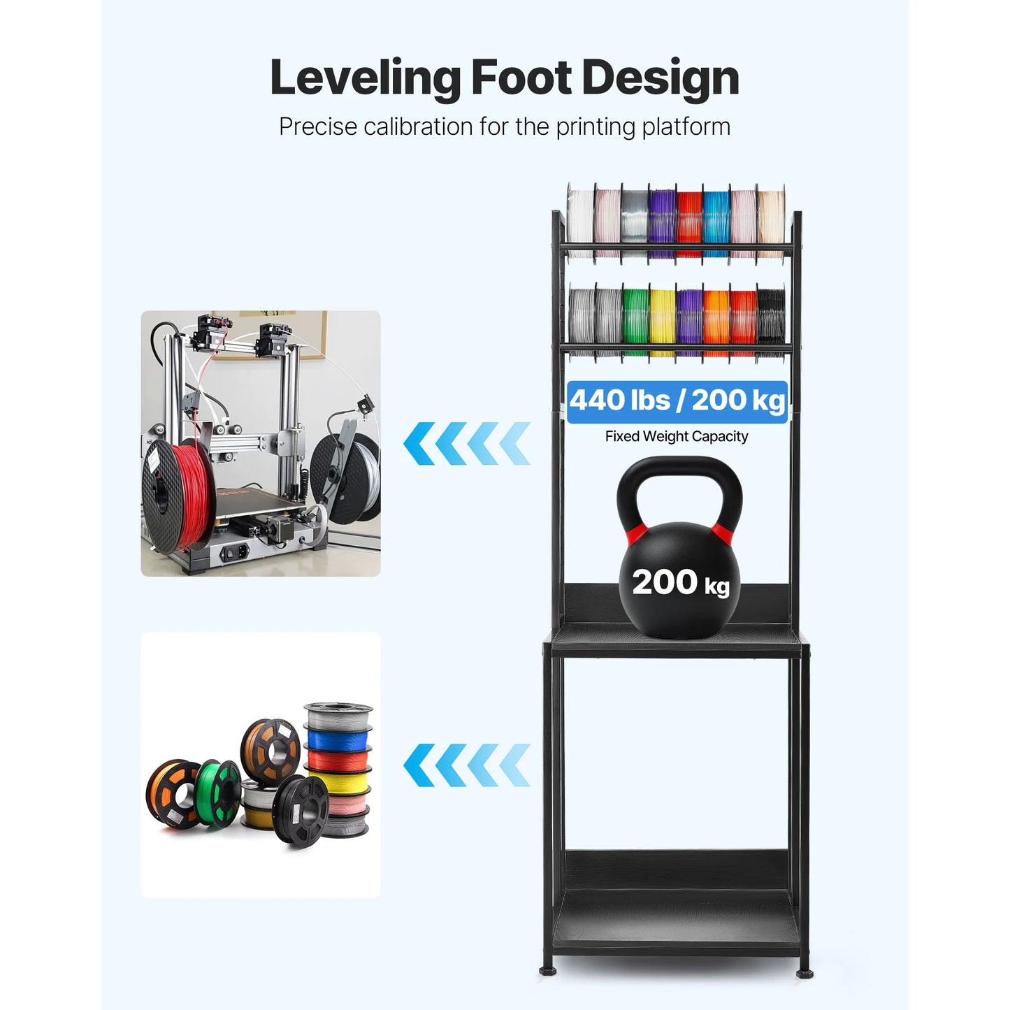 SucceBuy 4 Tier 3D Printer Filament Storage Rack With Wheels