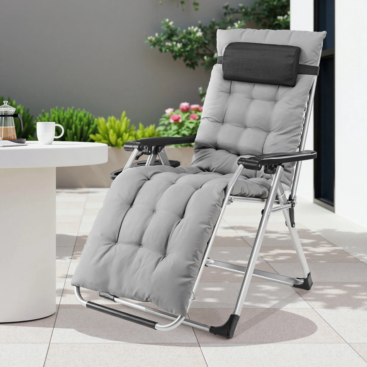 JHK Portable Zero Gravity Recliner Chairs With Cup Holder Trays