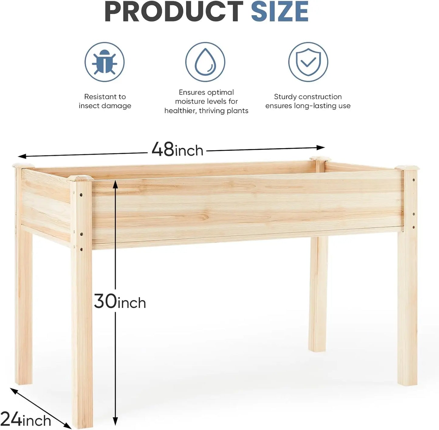 Elevated Wooden Planter Box With Legs For Patio Garden