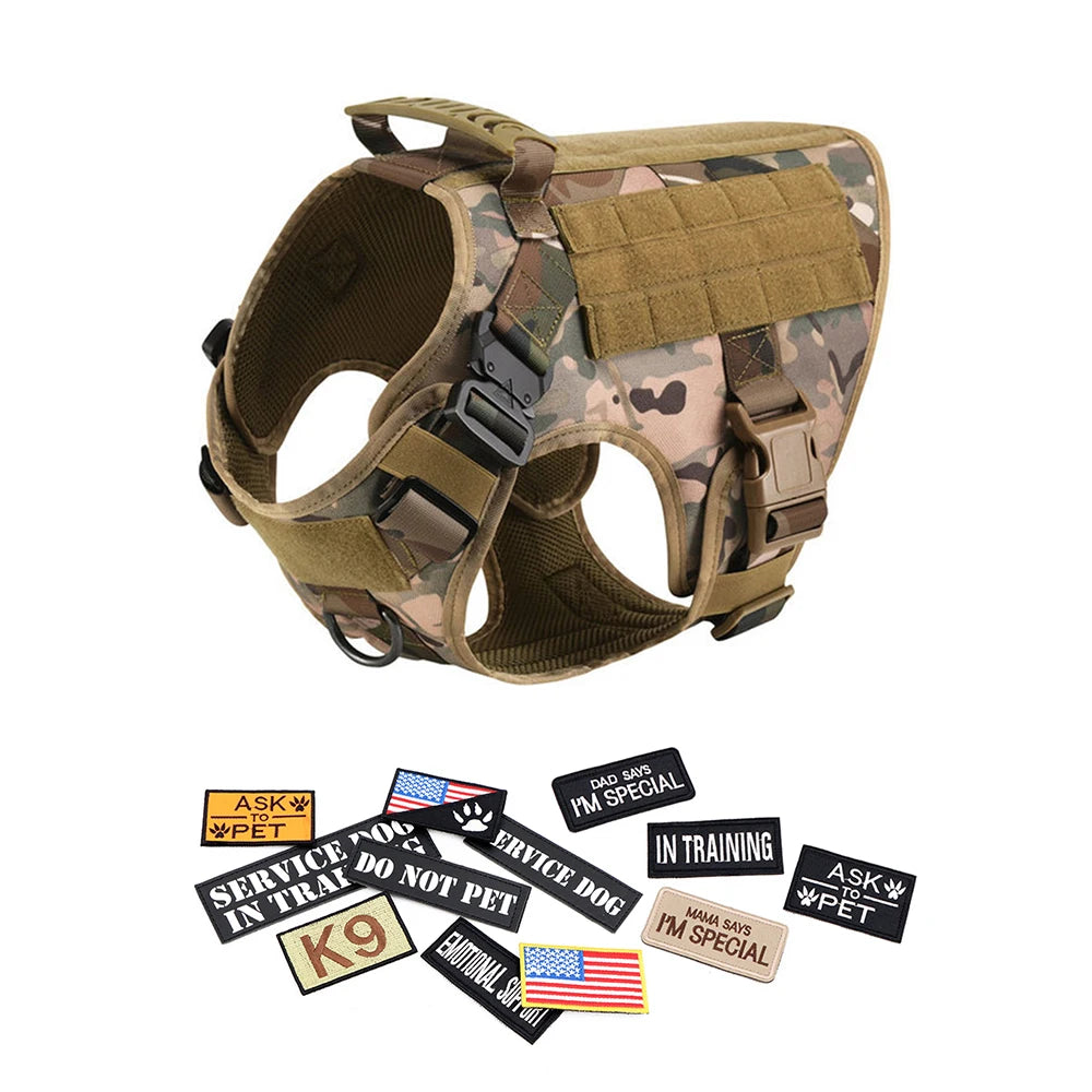 PETRAVELCN Military Large Dog Harness Vest Set for Malinois Training