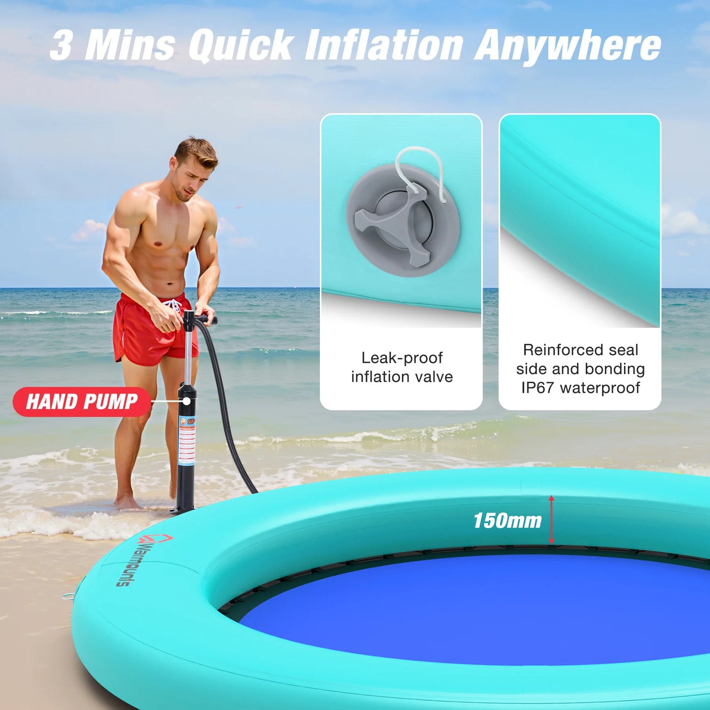 Floating Ring Inflatable Water Hammock For Pools And Rivers