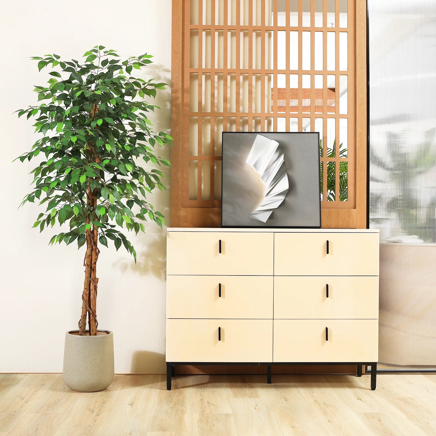 Kazeila Artificial Ficus Tree With Natural Curved Trunk Home Office Decor