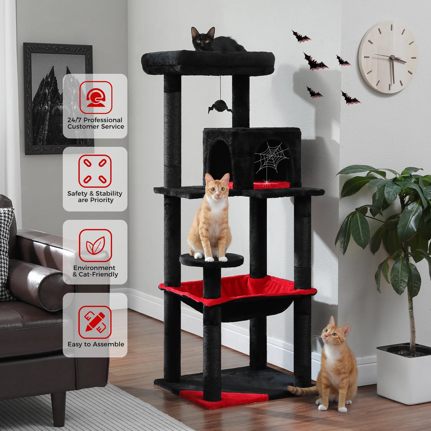 PawZ Road 5 Tier Indoor Cat Tree With Hammock