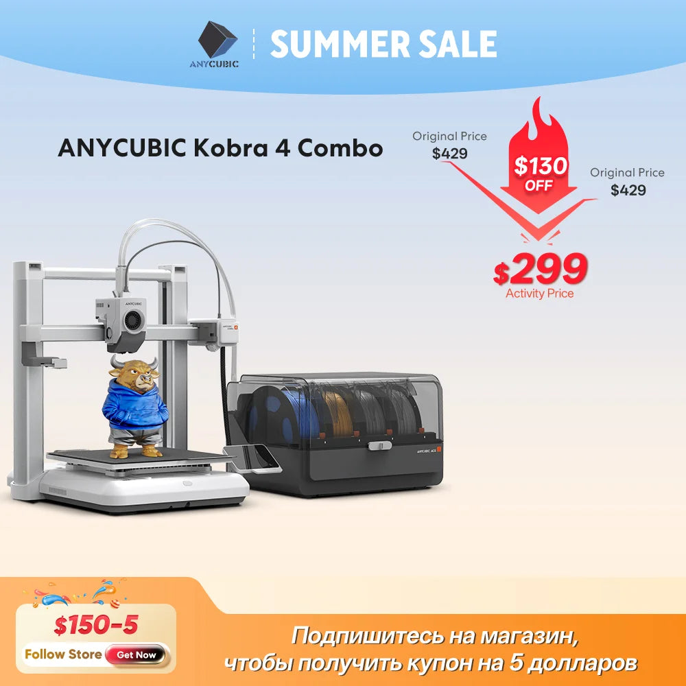 Anycubic Kobra 4 3D Printer With Leviq 3.0 Auto Leveling