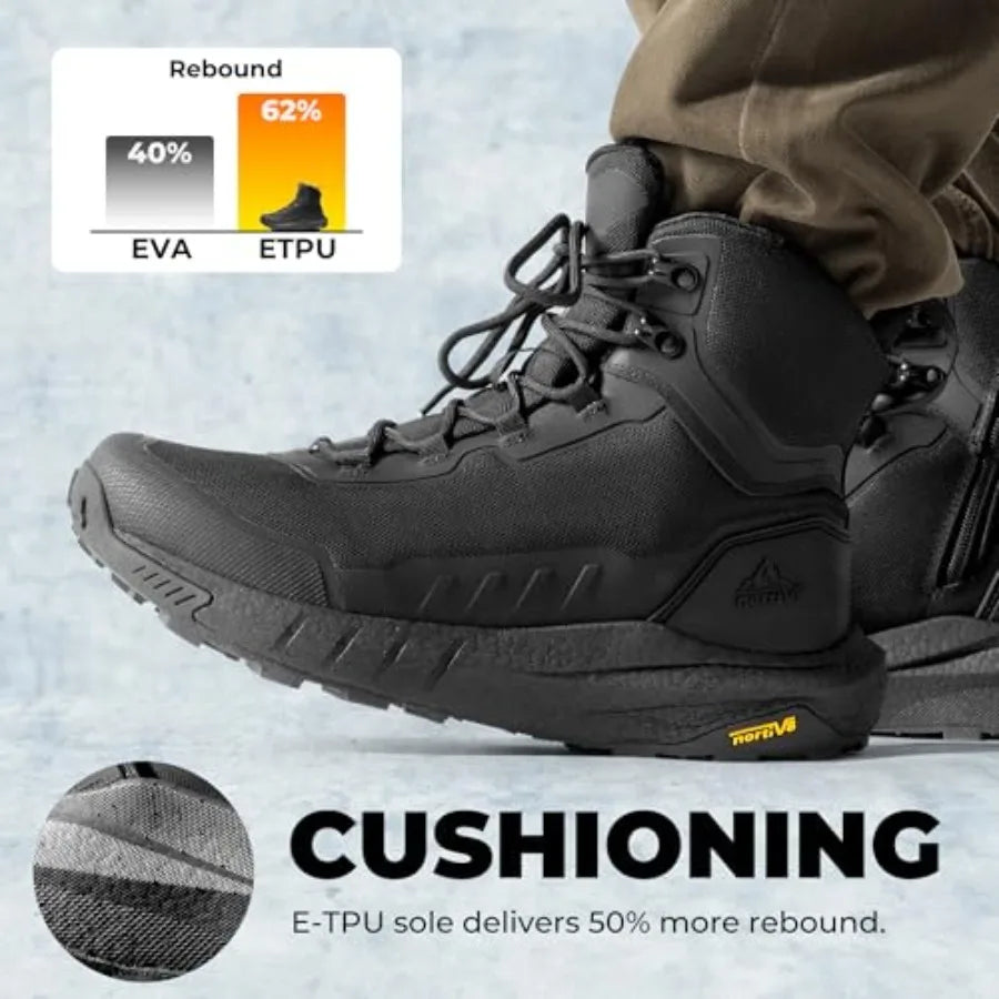 NORTIV 8 Tactical Hiking Boots With Side Zipper And Arch Support