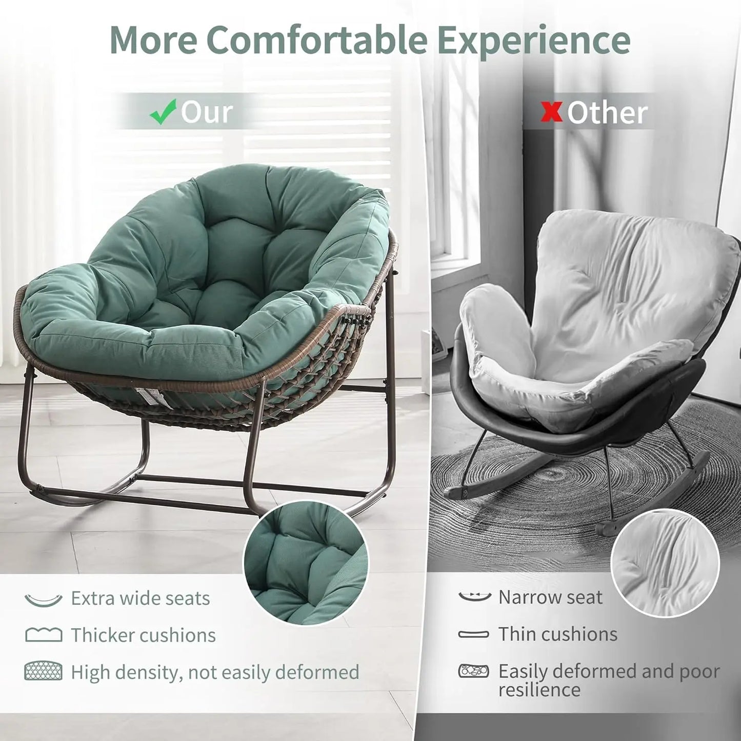 Papasan Rocking Chair Outdoor Indoor Egg Design Patio