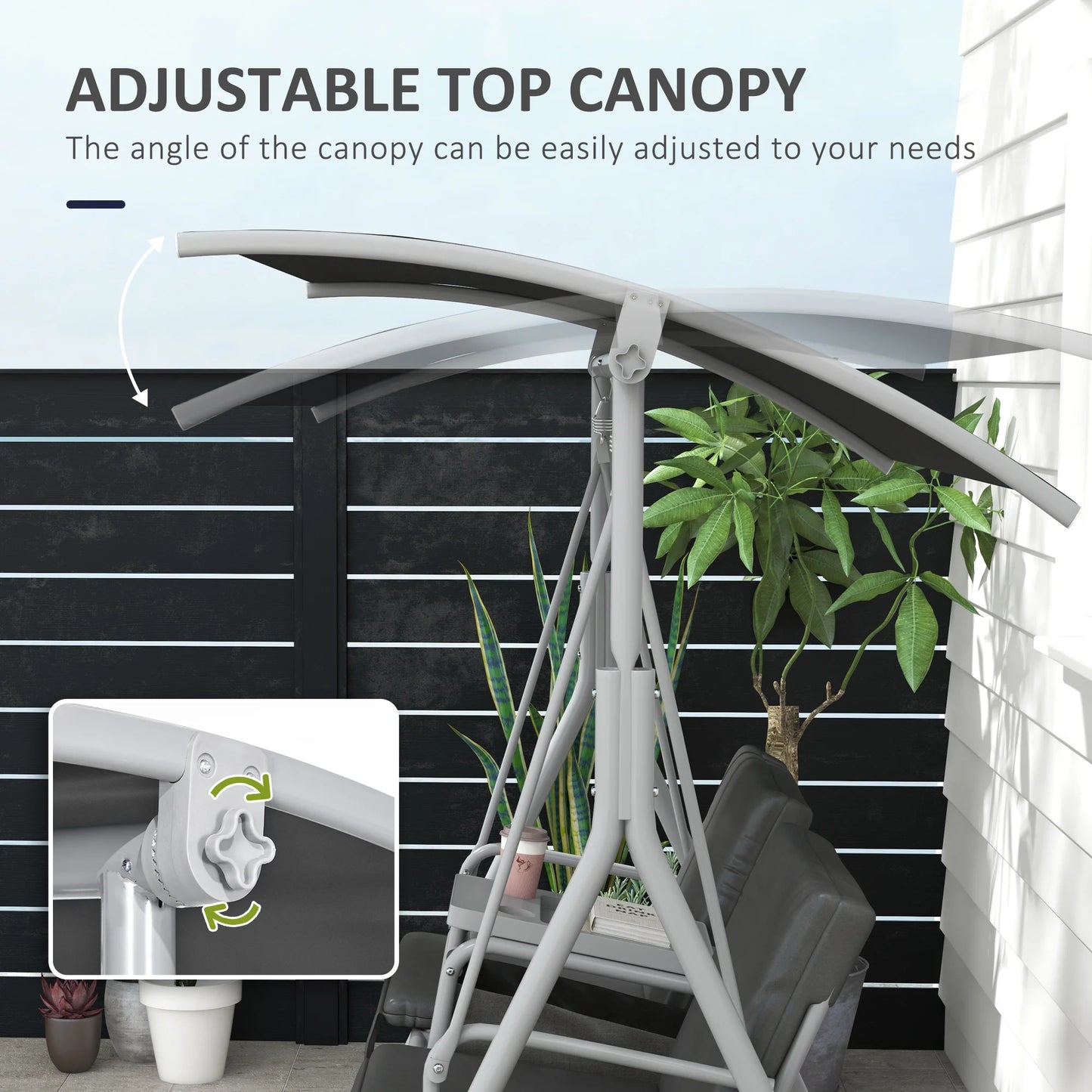 Outdoor Hanging Swing Chair Canopy For Patio Garden Two Person