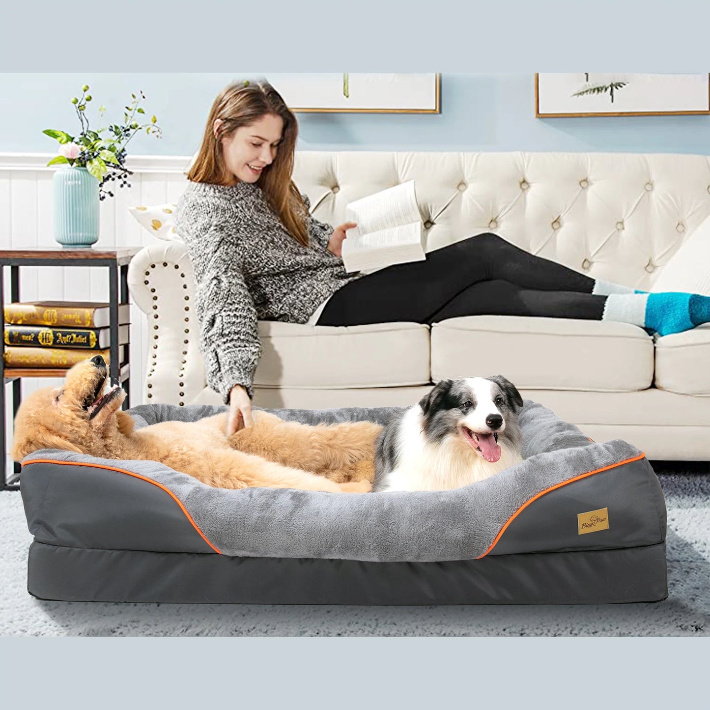 BINGOPAW Dog Bed Anti Allergy Warm Fleece Removable Waterproof Cover