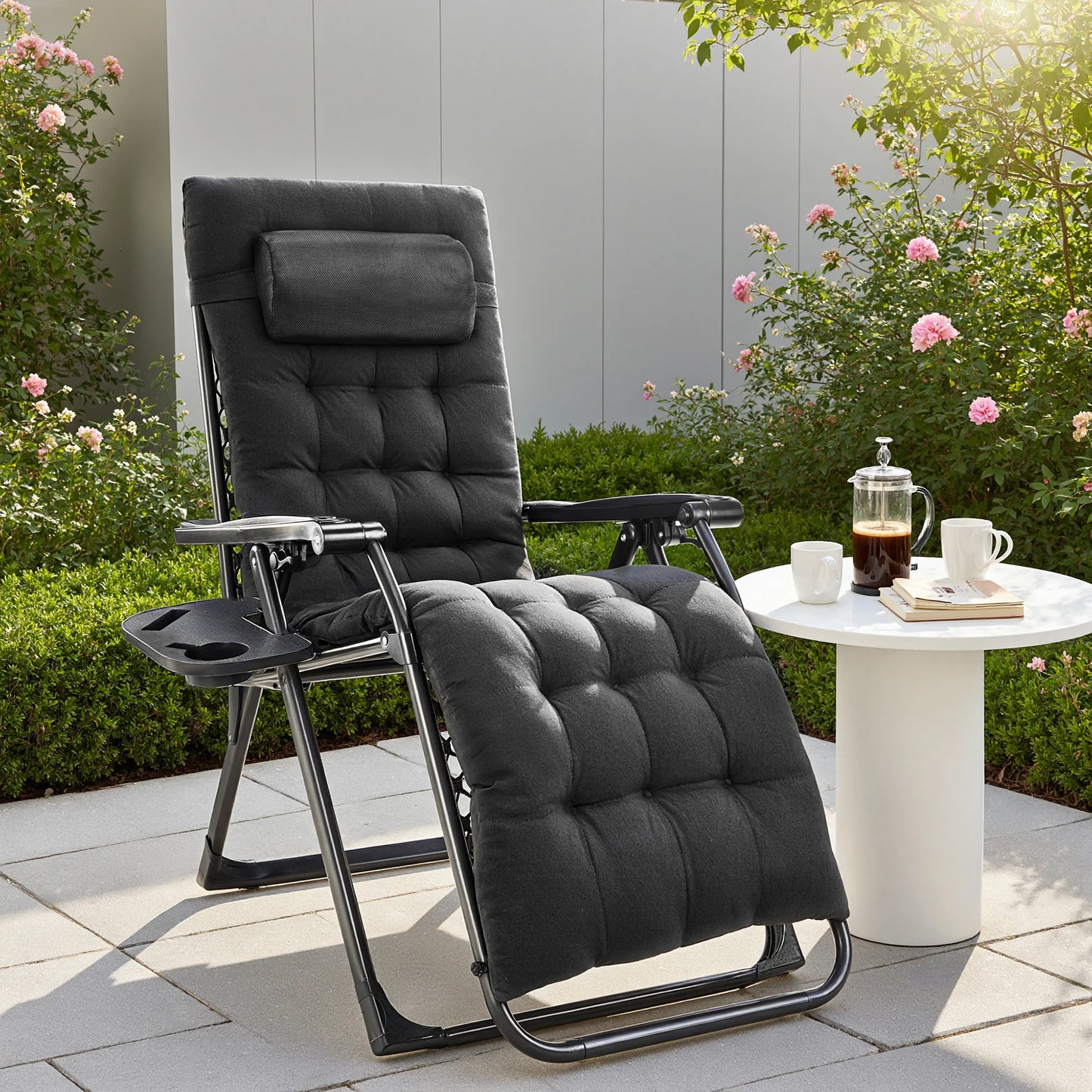 JHK Portable Zero Gravity Recliner Chairs With Cup Holder Trays