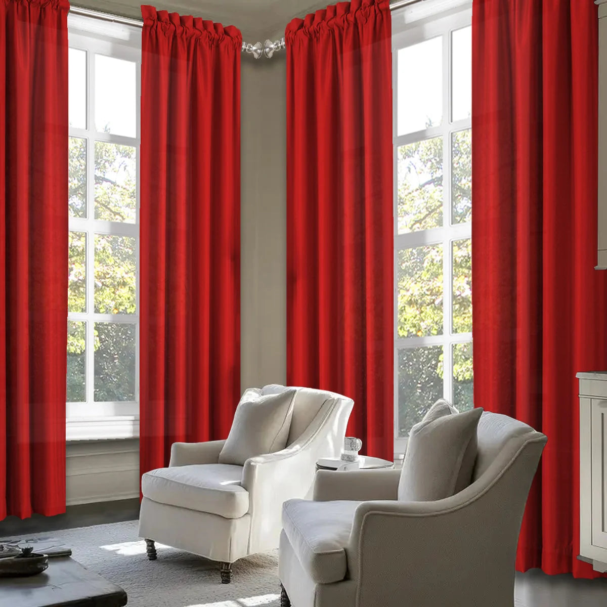 SABALANICA Light Filtering Curtains 4-Piece Rod Pocket Polyester Living Room