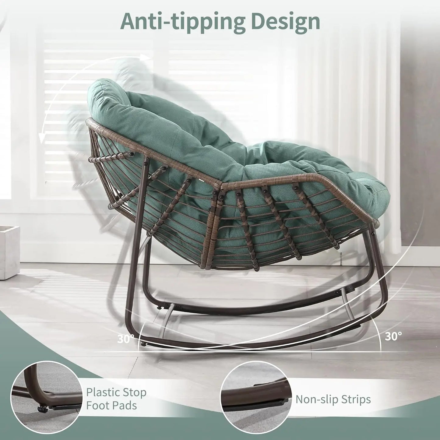 Papasan Rocking Chair Outdoor Indoor Egg Design Patio