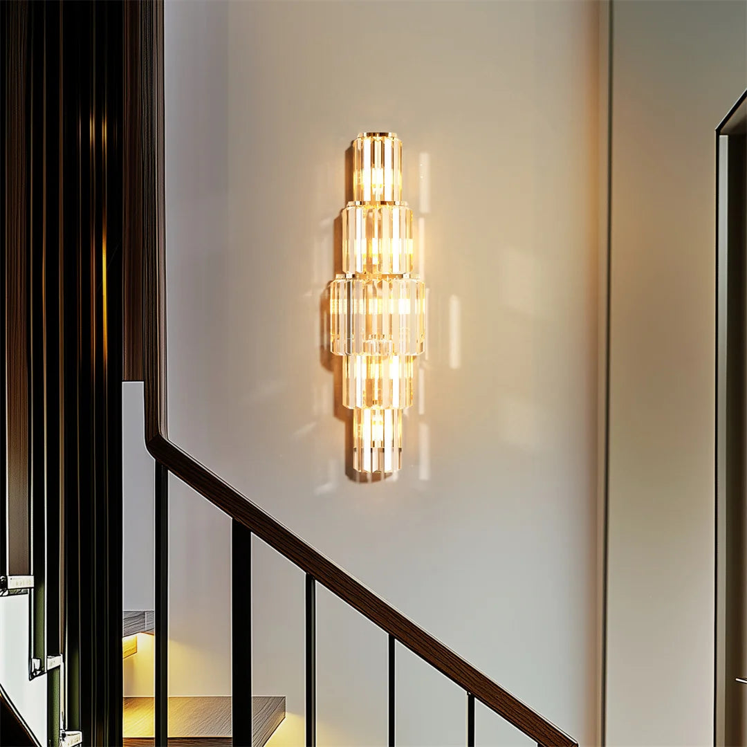 Modern Crystal Wall Lamp 3-Layer Sconce Light E14 LED