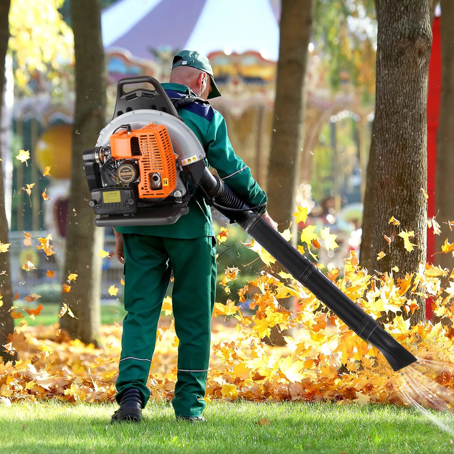 Bymaocar Gas Leaf Blower 63cc 2-Stroke 6800rpm Backpack