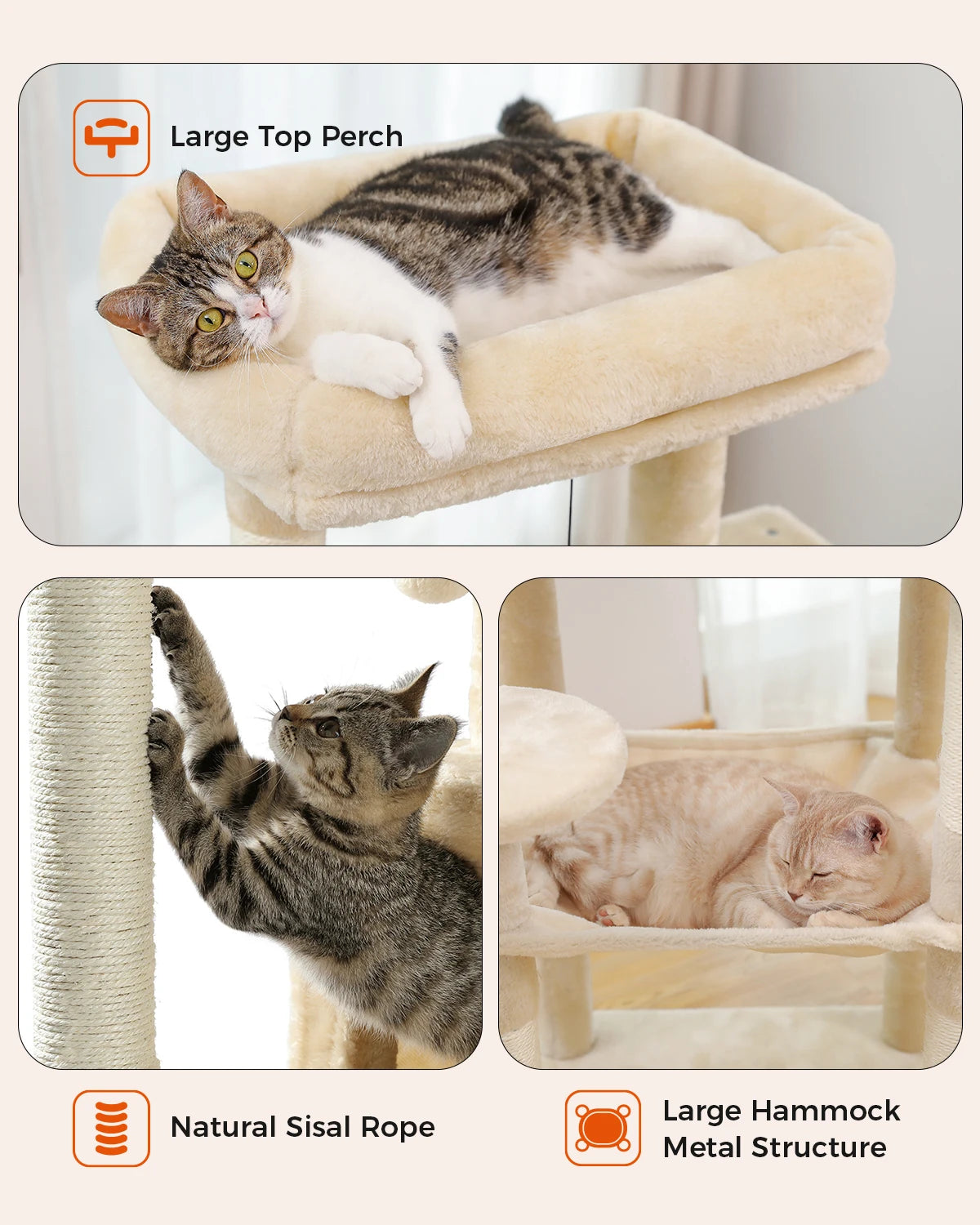 PawZ Road 5 Tier Indoor Cat Tree With Hammock