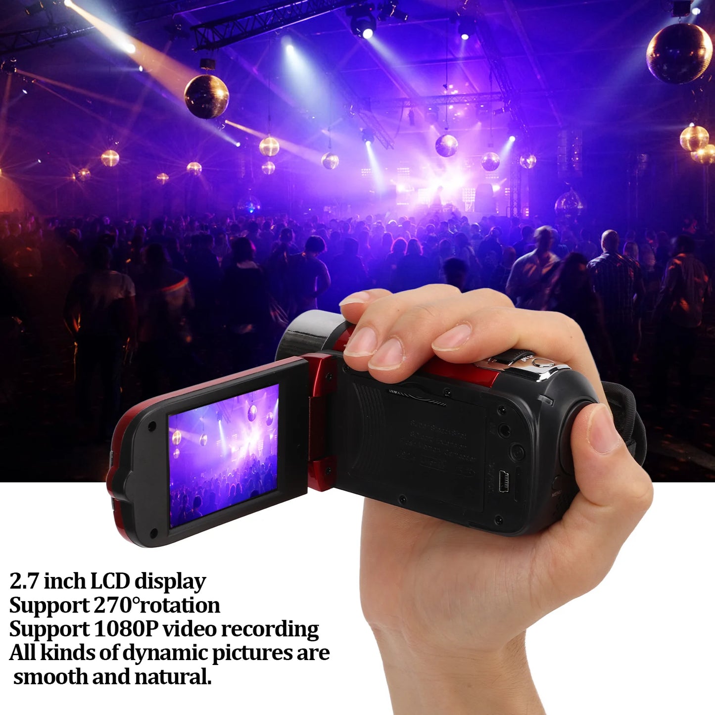 Arealer Video Camera Camcorder 16MP 270 Degree Rotation 1080P