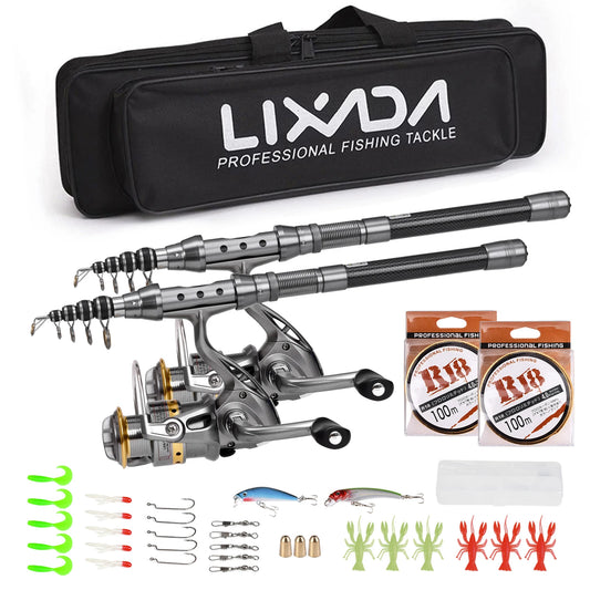 2 Piece Lure Fishing Set With Telescopic Rods And Reels