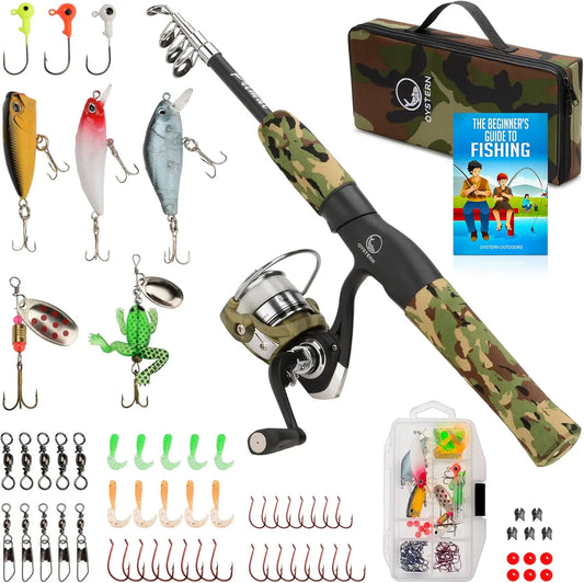 Kids Fishing Pole Kit With Reel Tackle Bag And Guide