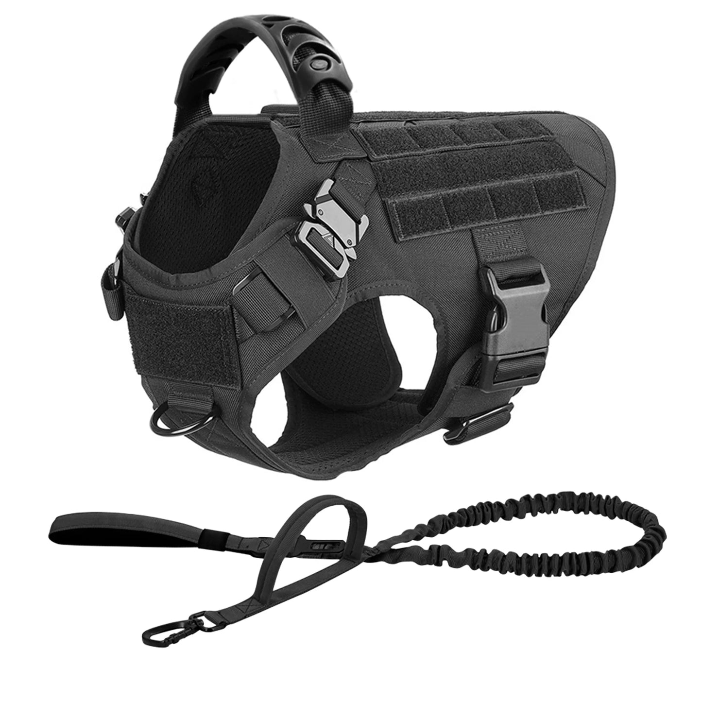 PETRAVELCN Tactical Dog Harness Set For Large Dogs No Pull