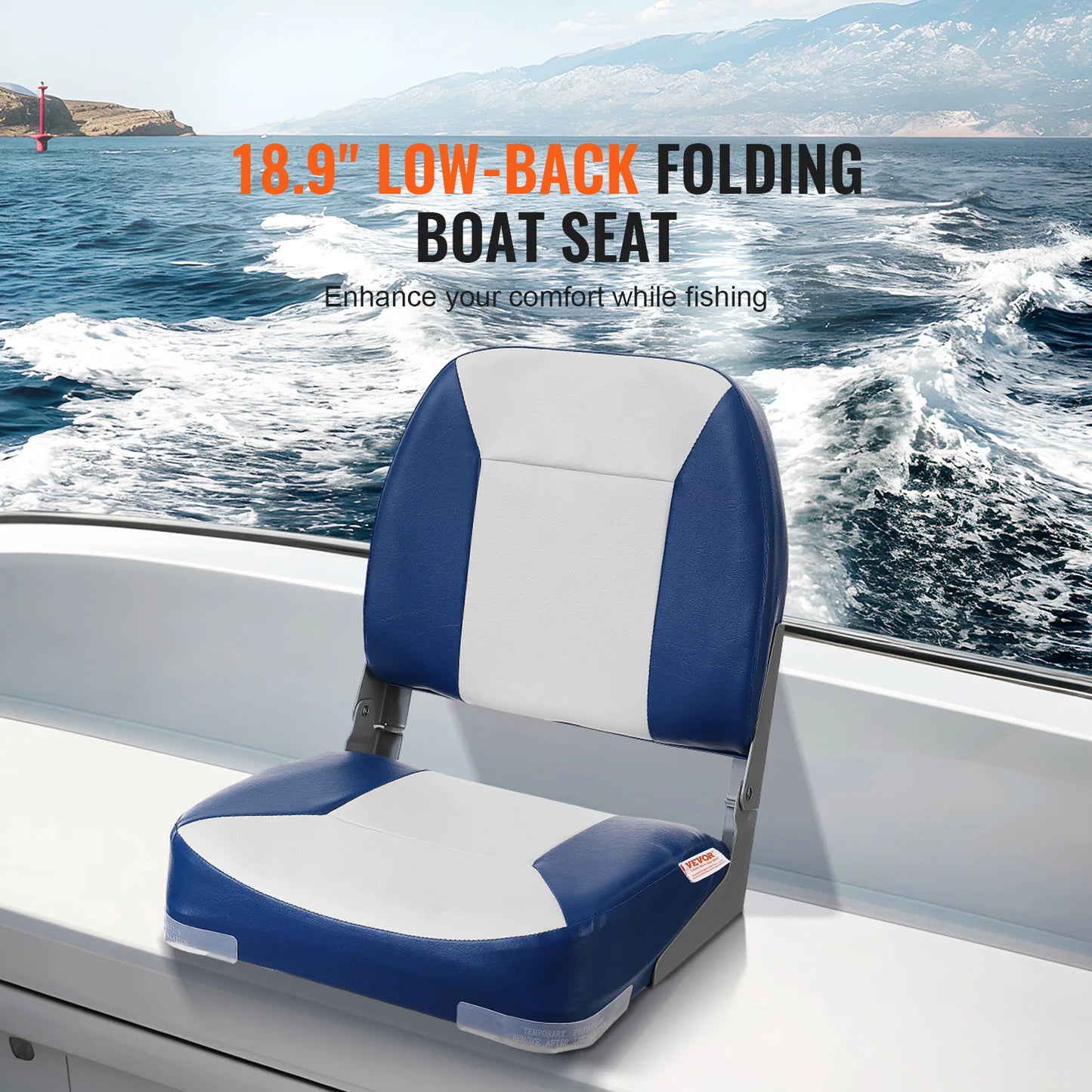 SucceBuy Boat Seat Low Back Folding Chair With Thick Sponge Padding And Hinge