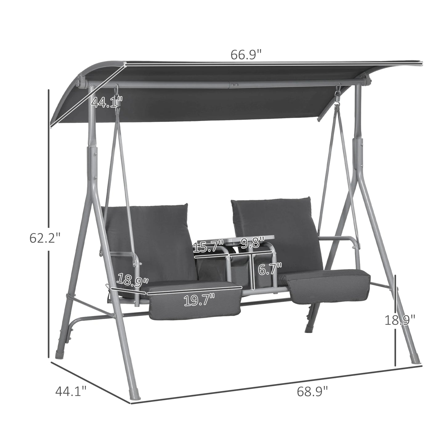 Outdoor Hanging Swing Chair Canopy For Patio Garden Two Person