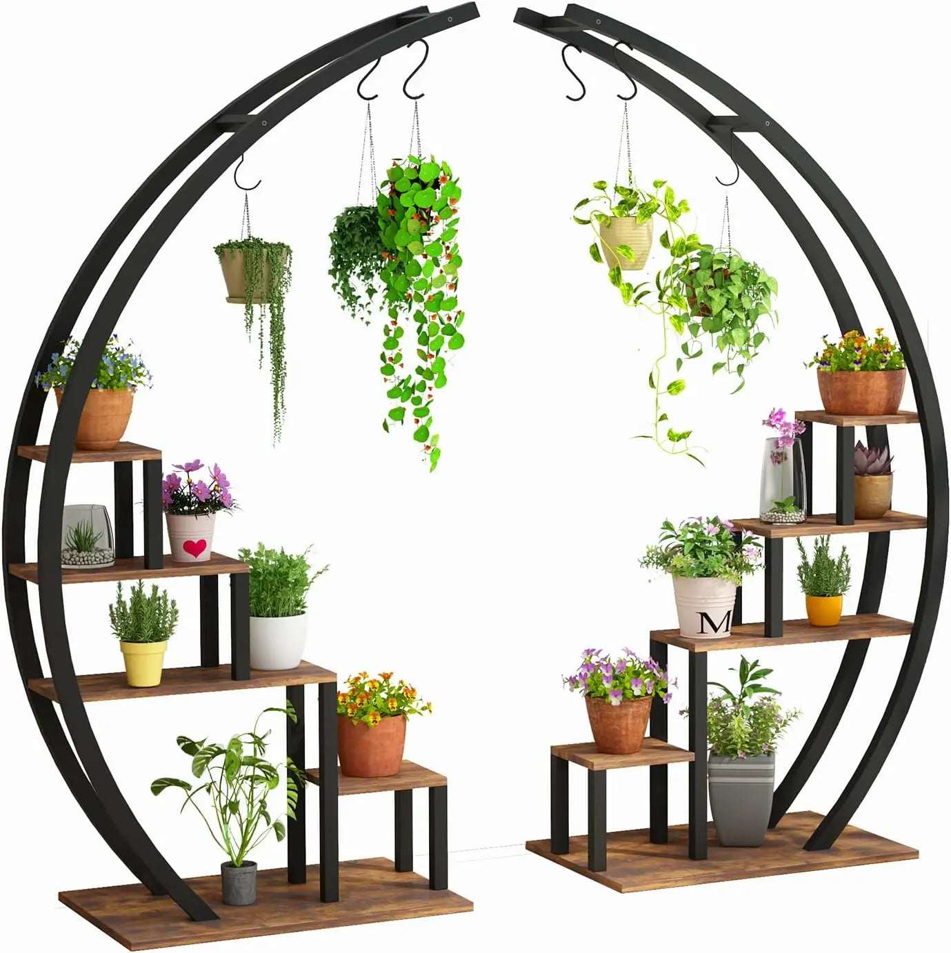 TWISTER.CK 2 Pack 5Tier Metal Plant Stand Half Moon Shelf