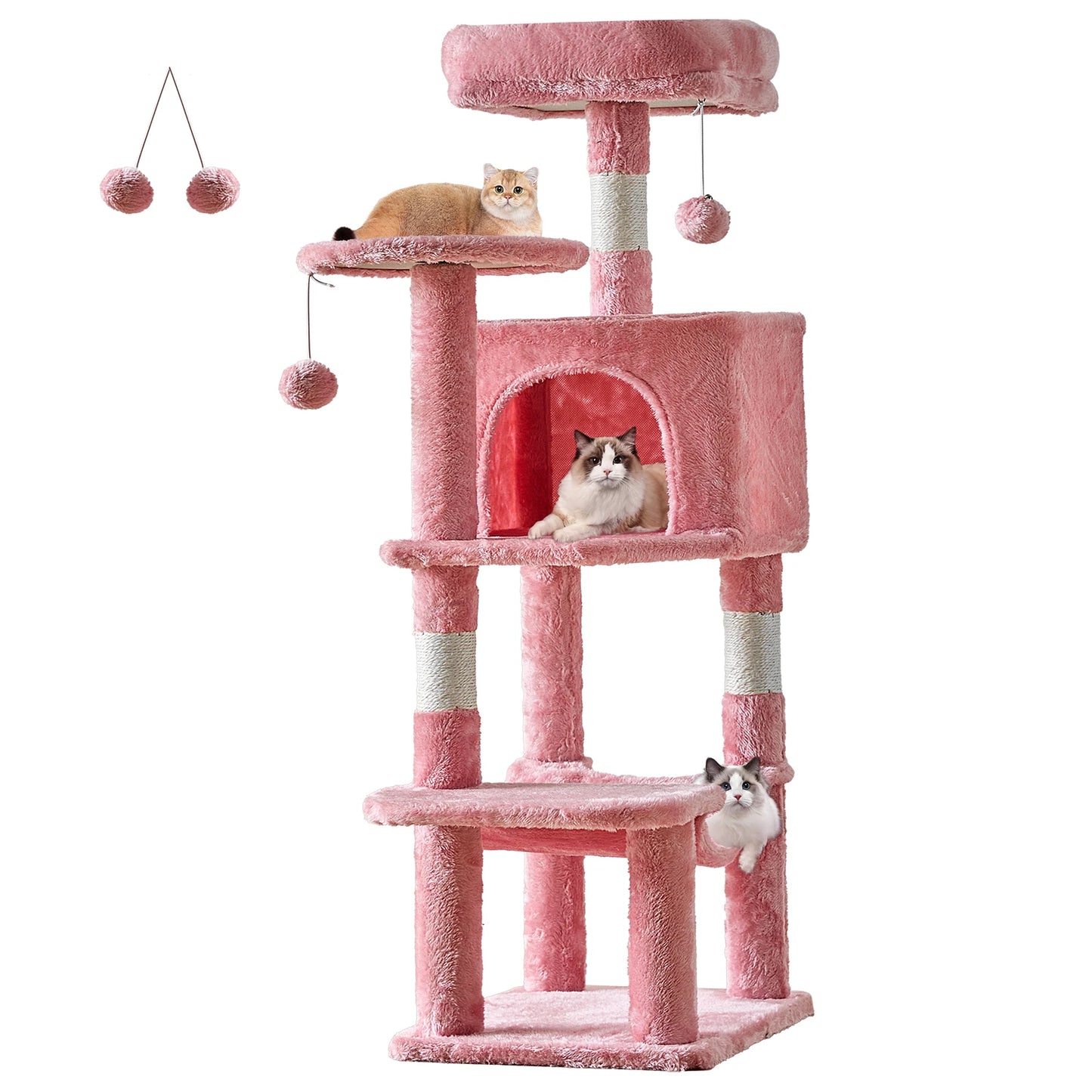 JHK Cat Tree Four Tier Tall Multi Cat Climbing Tower For Indoor Cats