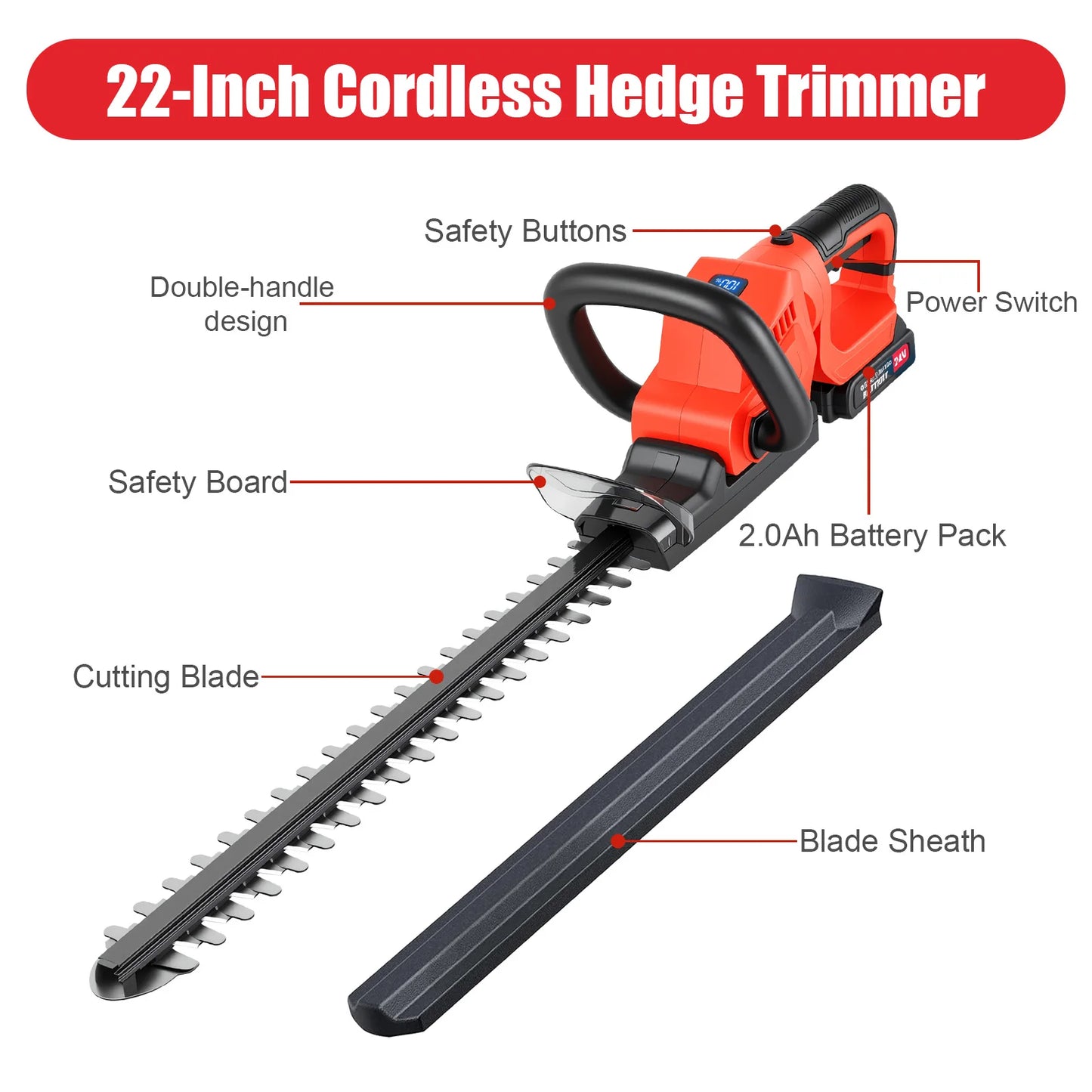 Cordless Hedge Trimmer With Batteries And Charger