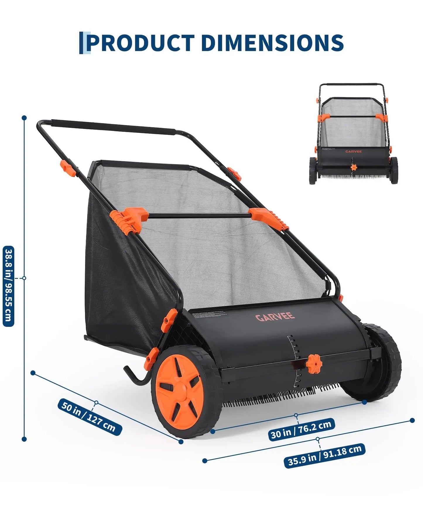 Studyset 30 Inch Heavy Duty Lawn Sweeper With Mesh Bag