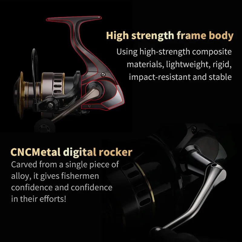 HE1000-7000 Series Two-Hand Rotating Fishing Reel Aluminum Alloy