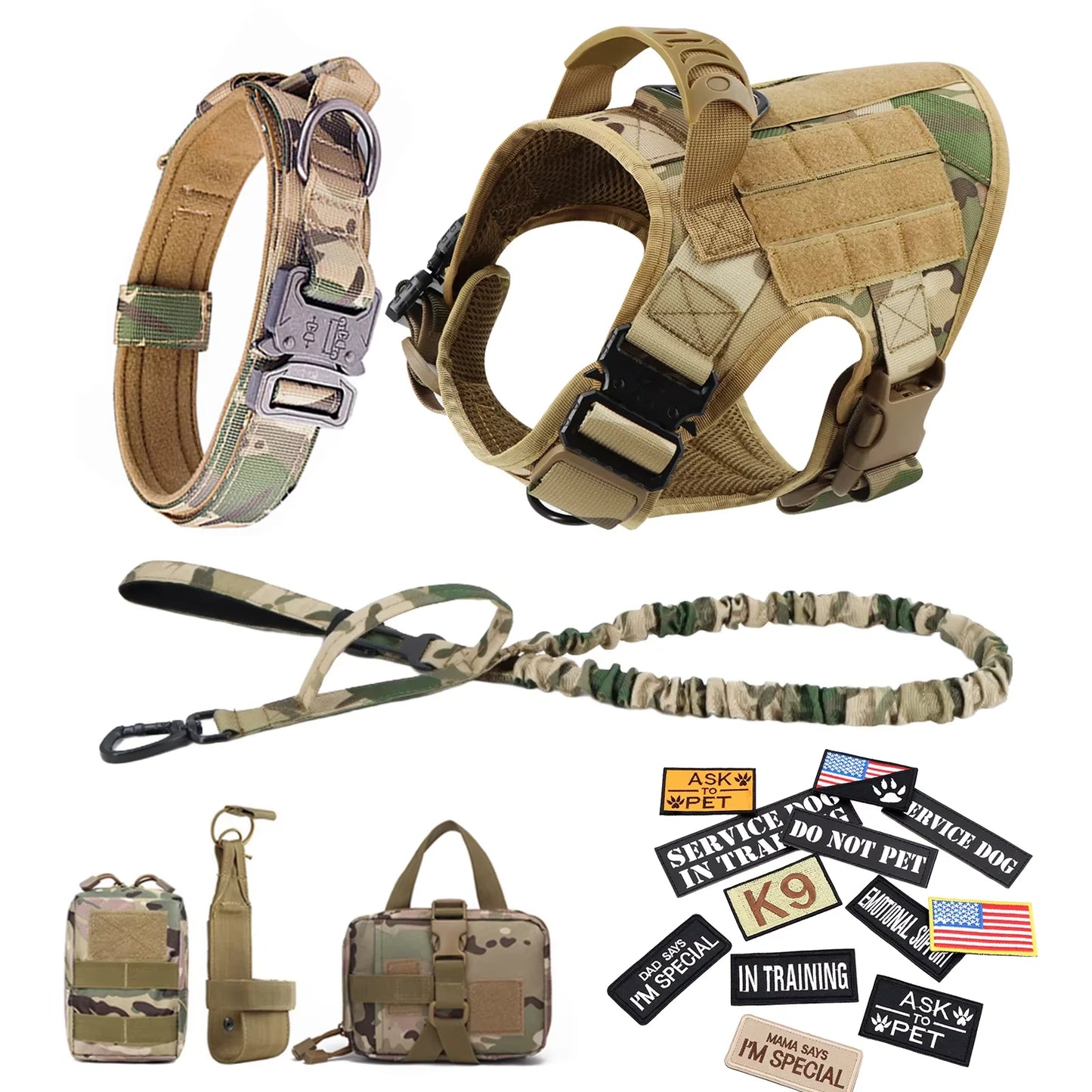 Military Large Dog Harness Vest For Training And Tactical Gear