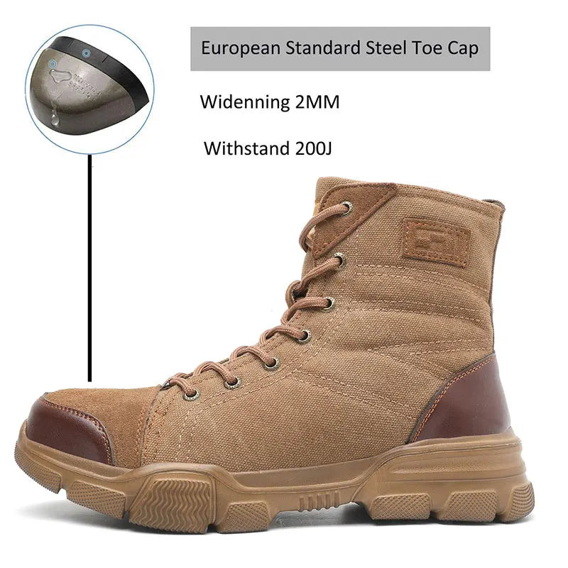 SUADEX Indestructible Steel Toe Boots For Men Work Safety Shoes