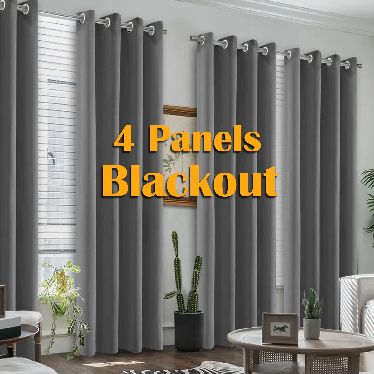 Blackout Curtains 4-Piece Set Heat Insulated For Bedroom And Living Room