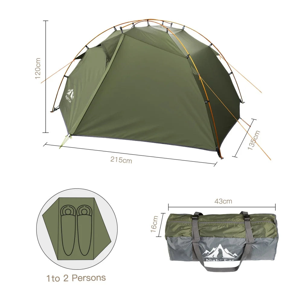 Night Cat Two Person Backpacking Tent Ultralight Waterproof Double Layers