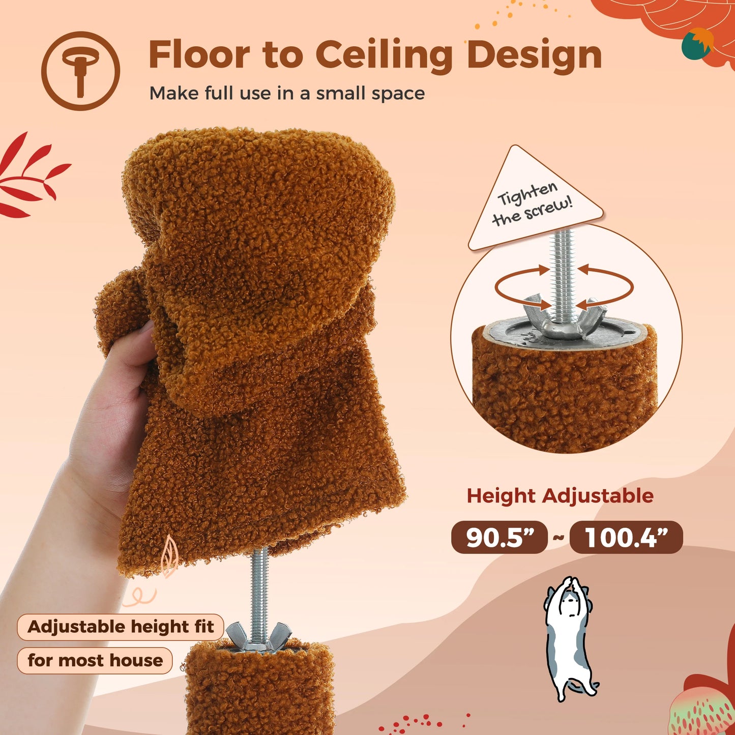 Petepala Adjustable Floor To Ceiling Cat Tree And Condo