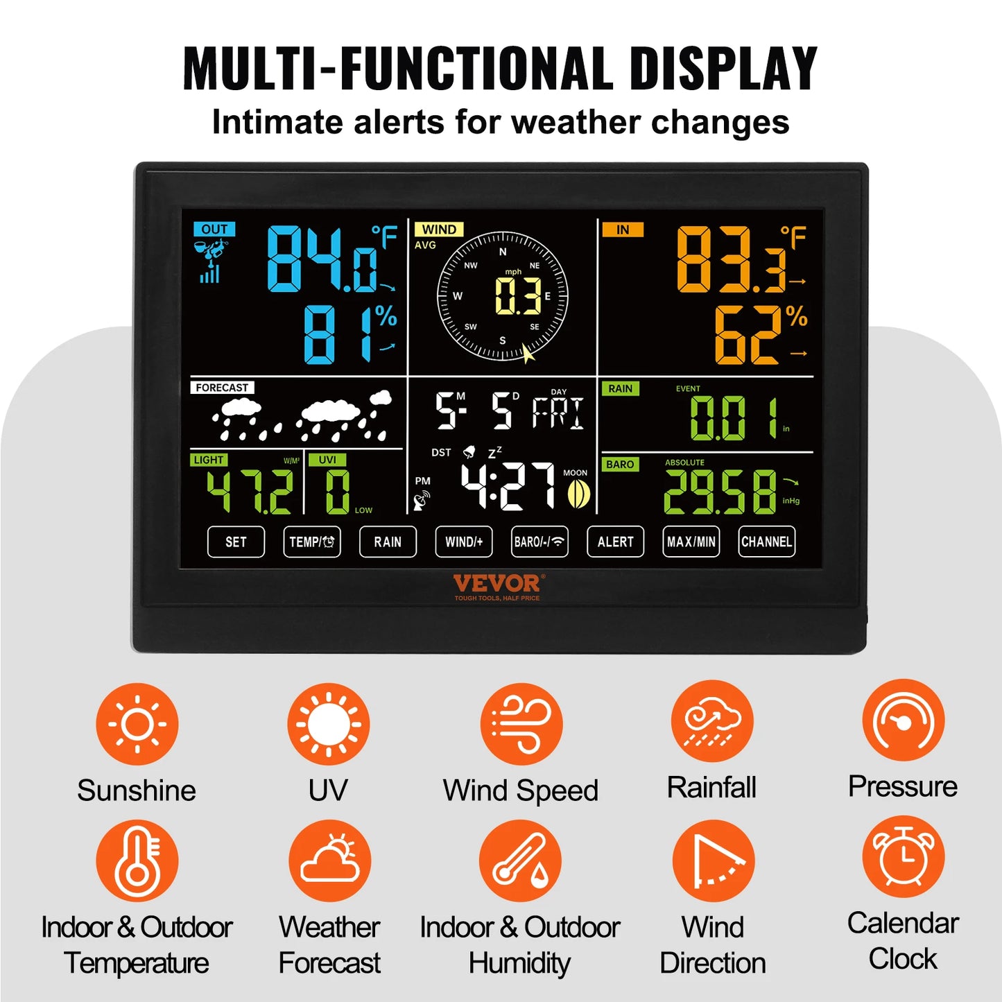 SucceBuy 7-In-1 Wireless Weather Station With Digital Forecast And Alerts
