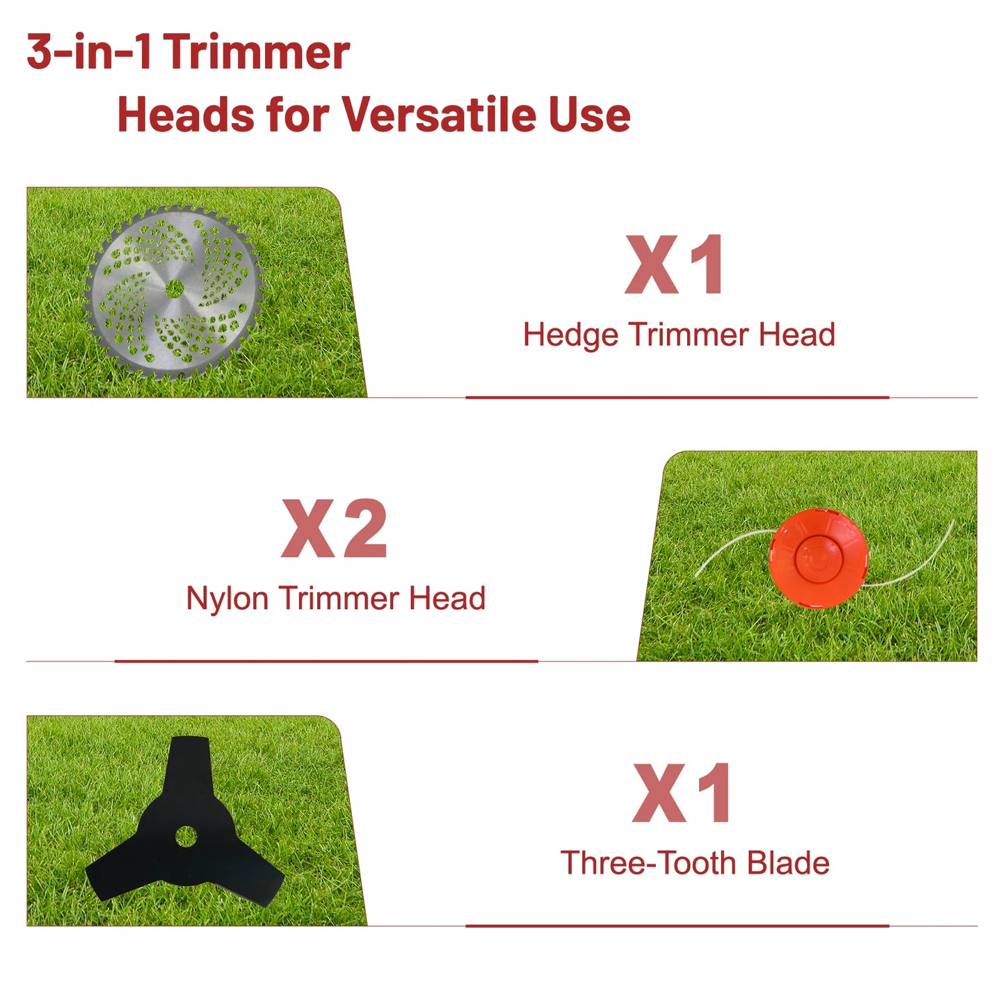 Gas Powered 4-In-1 Weed Wacker And Brush Cutter With Heads