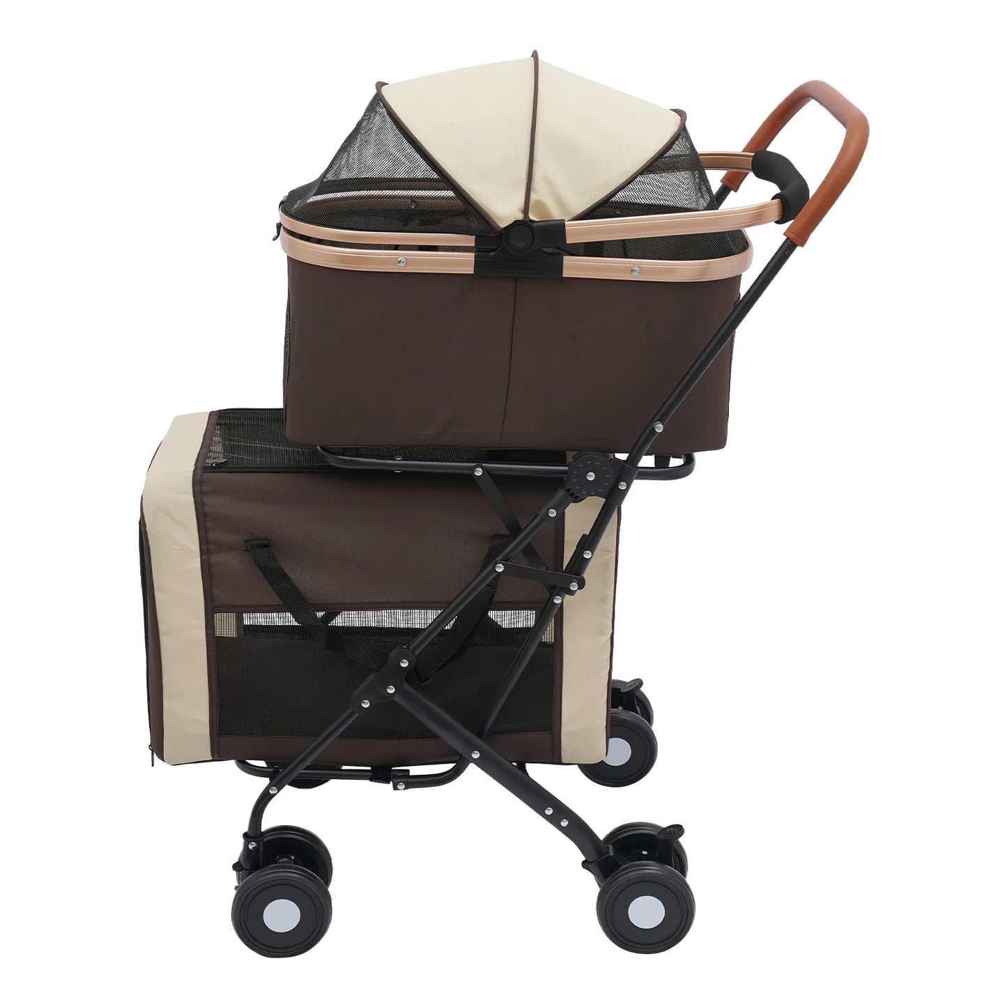 3-In-1 Foldable Pet Stroller With Carriers For Medium Dogs