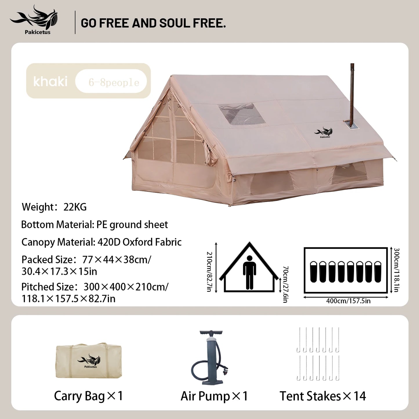 Pakicetus Quick Setup Inflatable Camping Tent Waterproof