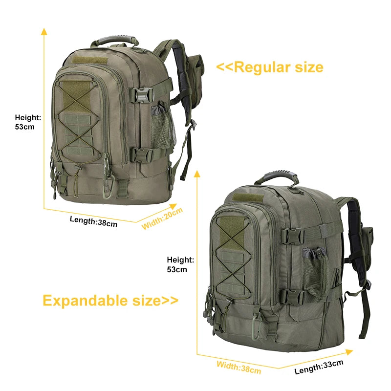 LQARMY Tactical Backpack Molle Expandable 3 Day Assault Pack Hiking