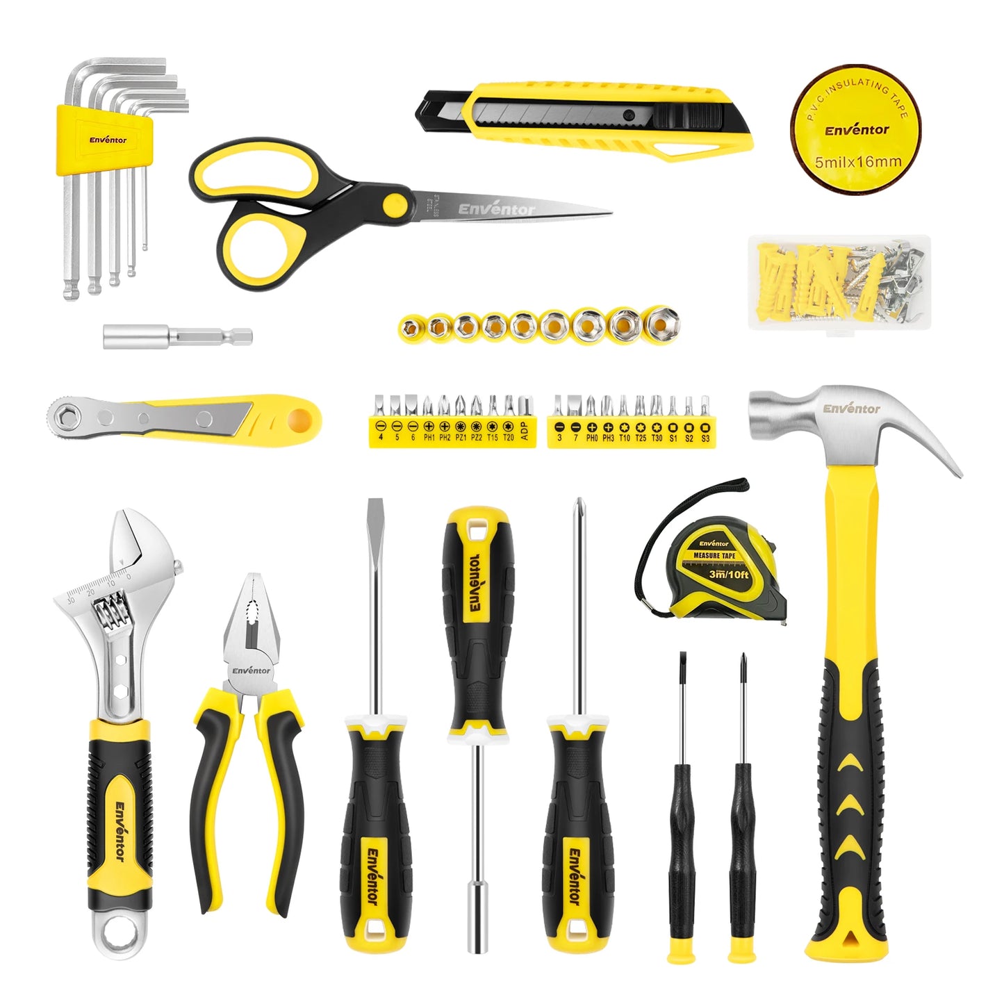 Enventor 90 Piece Home Tool Kit With Storage Box For DIY Projects