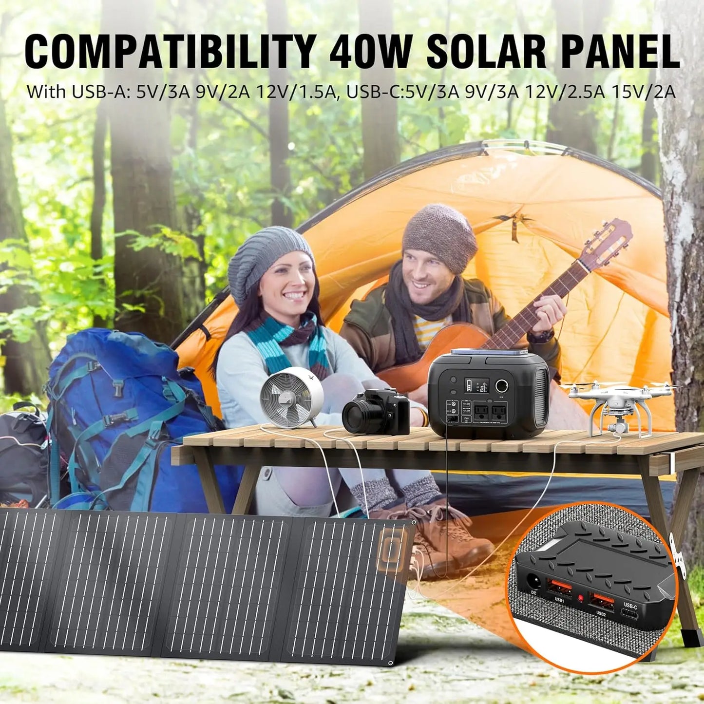 SinKeu Portable Power Station Solar Generator With AC Outlet 110V