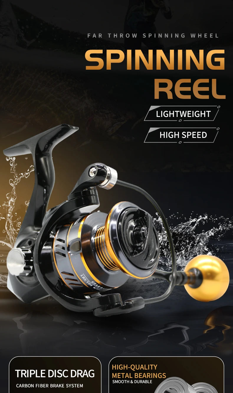 Rooblinos Spinning Fishing Reel High Speed Metal With 10Kg Drag