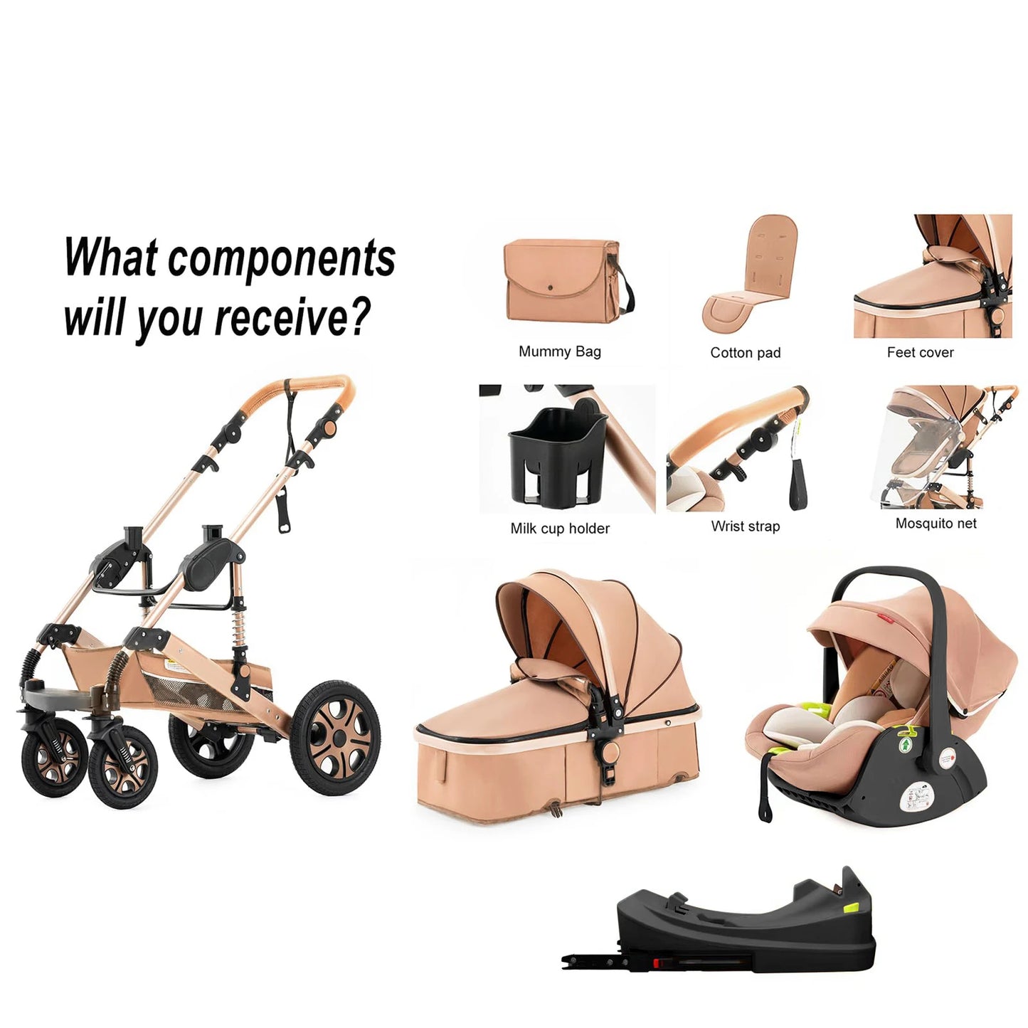 SteAnny 3 In 1 Baby Stroller Travel System With Isofix